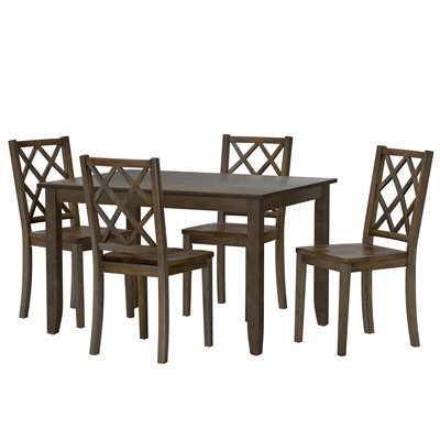 5PC SET - DINING TABLE W / 4 CHAIRS - BROWN 5PC SET - DINING TABLE W / 4 CHAIRS - BROWN