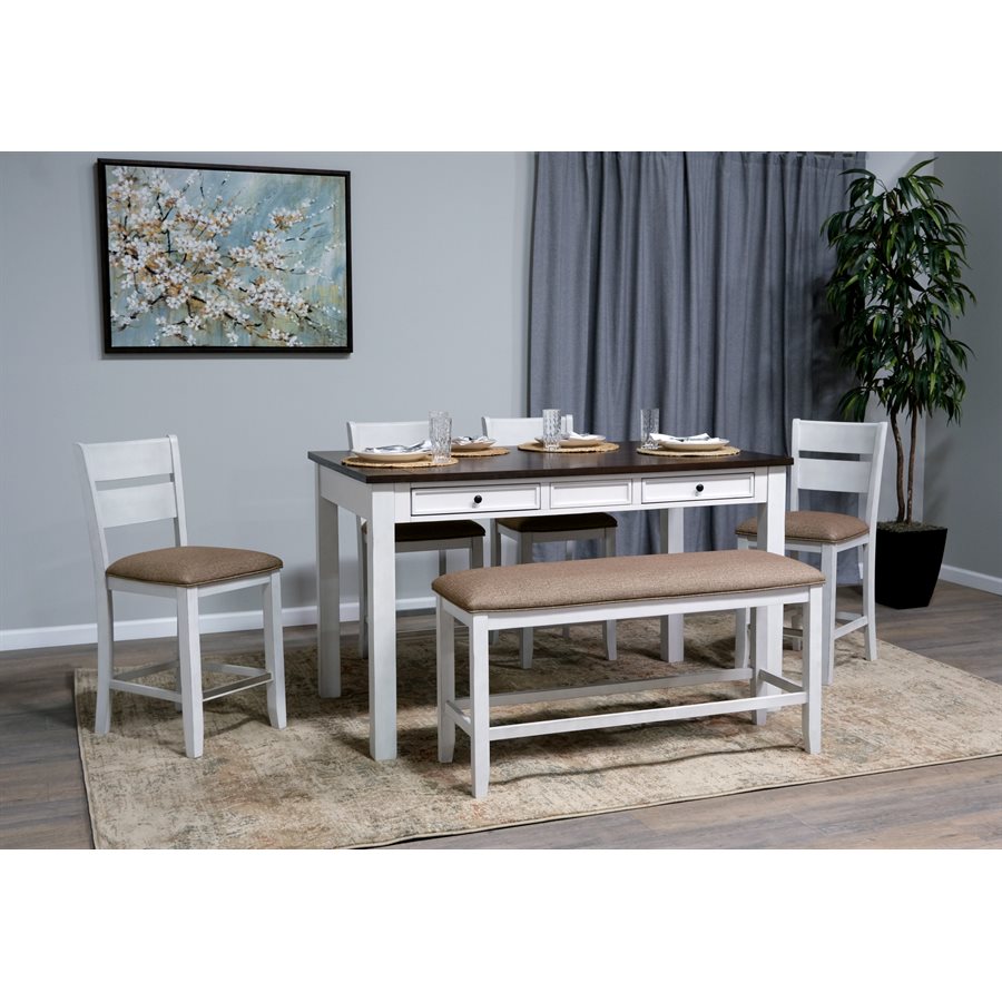 GATHERING TABLE W / 4 CHAIRS & BENCH