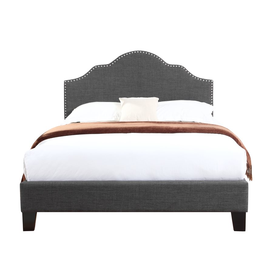 KING UPHOLSTERED HEADBOARDFOOTBOARDRAILSCHARCOAL