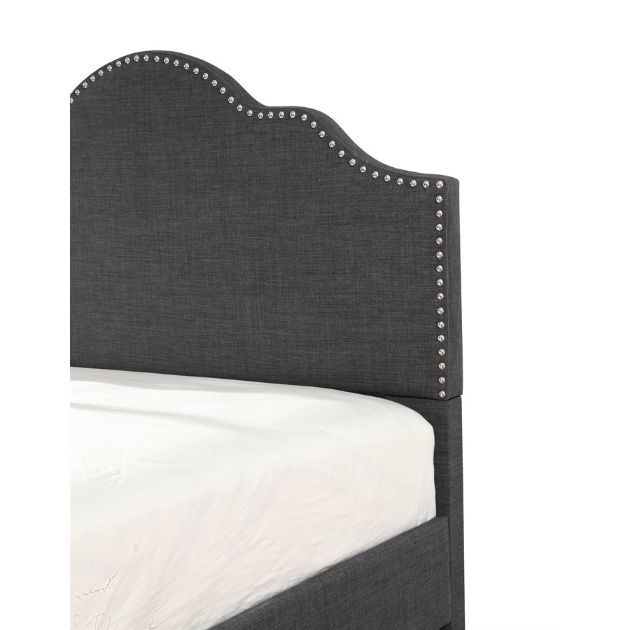 KING UPHOLSTERED HEADBOARDFOOTBOARDRAILSCHARCOAL