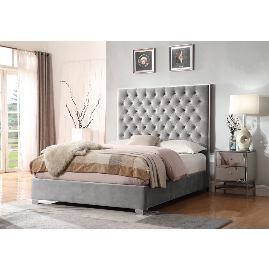 QUEEN UPHOLSTERED BEDGREY