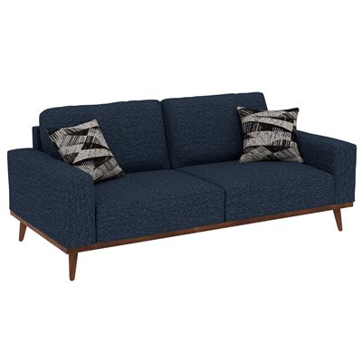 SOFA W / WOOD BASE & 2 PILLOWS - NAVY
