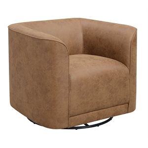 SWIVEL ACCENT CHAIR- SADDLE BROWN