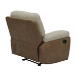 RECLINER CHAIR - TWO TONE BEIGE / BROWN PU