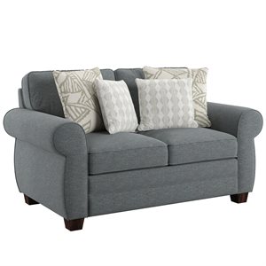 COMPLETE LOVESEAT W / 4 ACCENT PILLOWS & 1 KIDNEY PILLOW - BLUE