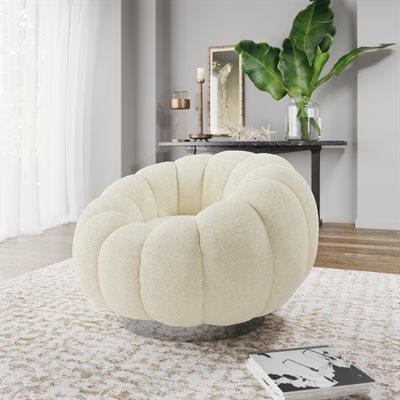 PUMPKIN SWIVEL CHAIR BLACK BASE - WHITE BOUCLE
