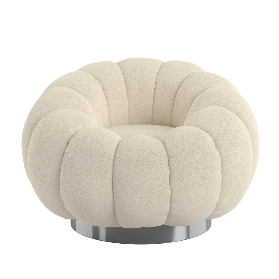 PUMPKIN SWIVEL CHAIR BLACK BASE - WHITE BOUCLE