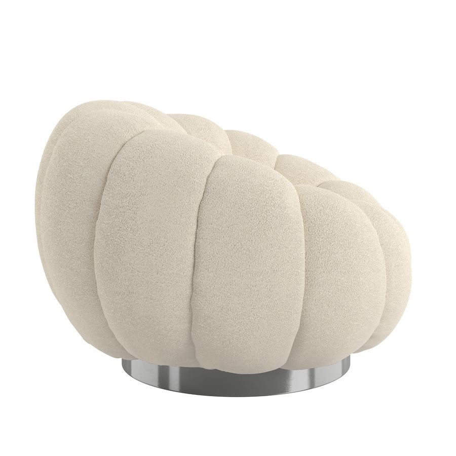 PUMPKIN SWIVEL CHAIR BLACK BASE - WHITE BOUCLE