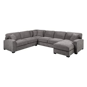 REPOSE-3PC SECTIONAL-W / 4 PILLOWS-DARK GREY