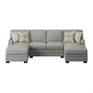 ANALIESE-3PC SECTIONAL W / 4 PILLOWS- LSF & RSF CHAISE -LT GREY
