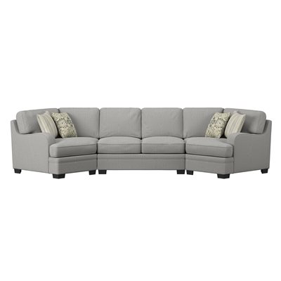 ANALIESE-3PC SECTIONAL W / 4 PILLOWS- LSF & RSF CUDDLER -LT GREY