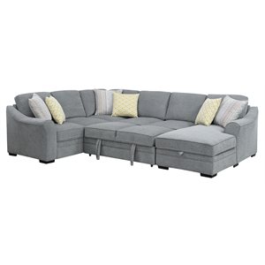ELLE-3PC SECTIONAL W / 6 PILLOWS-GREY