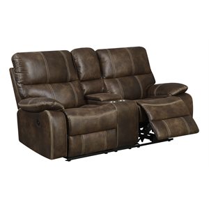 POWER CONSOLE LOVESEAT W / USB POWER OUTLET-BROWN